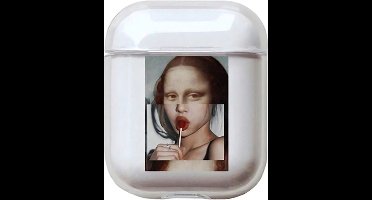 Shieldcase Mona Lisa Case - beschermhoes geschikt voor Airpods 2 case - transparant - Hardcase transparant met Mona Lisa print - Patroon hoesje geschikt voor Airpods 2