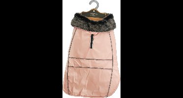 Boony - Hondenjas - Parka met Bontkraag - Kleur: Zacht Roze - Ruglengte: 20 cm