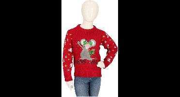 Kersttrui kinderen - Gebreid - Rood - Maat 104/110 - kersttrui kind - kersttrui jongens - kersttrui meisjes - kerst trui kinderen