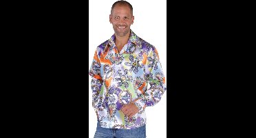 Hippie Kostuum | Lekker Aanwezig Jaren 70 Hemd Satijn Gert Man | XXL | Carnaval kostuum | Verkleedkleding
