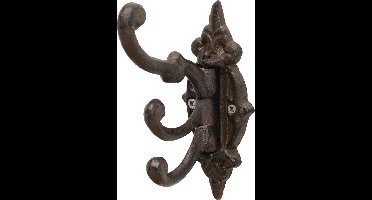 Kapstok - Haak - 3 haken draaibaar - Wand haak - Gietijzer - 14x10x10cm - rustiek - Bruin