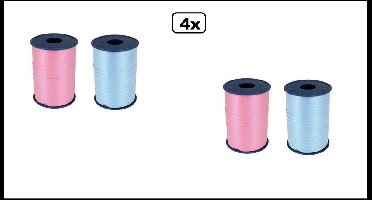 4x krullint roze en lichtblauw 5mm x 500meter - krul lint kerst sinterklaas decoratie kado