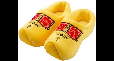 Klomppantoffels geel, bruine bies - maat 42-44