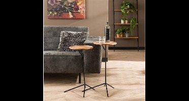 Bijzettafel set/2 opstaande rand - Massief acacia naturel