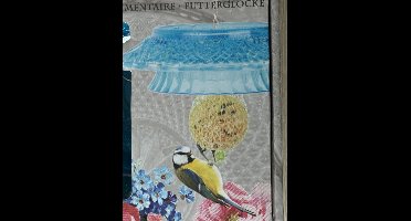 Voederbel Feedingbell ruitjesglas Blauw voer-hanger voor vogels