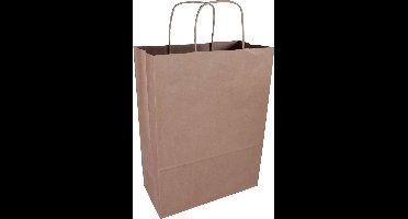 Tas | Kraftpapier | gedraaid papieren koord | 26x 12x34cm | draagtas | bruin | 100 stuks