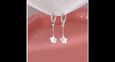 Gading® meisjes oorbellen met bloemetje-50mm-zilver-zilver 925