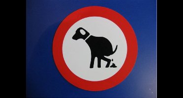 Repko bord rond "poepende hond"