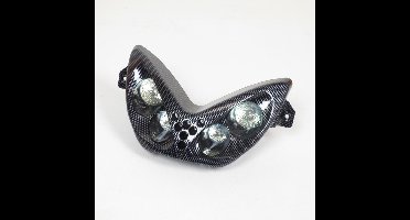 front tnt optic voor yamaha 50 aerox scooter carbon en led blauw nieuw