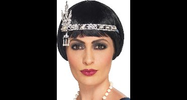 Smiffys - Flapper Jewel Kostuum Haarband - Zilverkleurig