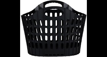 Flexibele wasmand - zwart - 25 liter - kunststof - 49 x 25 x 38 cm - opbergen