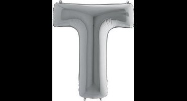 Folieballon letter T zilver (100cm)