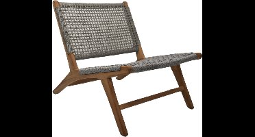 HSM Collection-Tuin Loungestoel Rio-66x80x65-Naturel/Grijs-Teak/Bananenblad