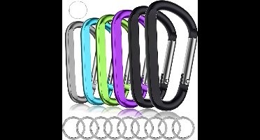 6 Stuks 78mm Multikleur Karabijnhaken Set met Sleutelringen - Carabijn Musketonhaak Sleutelhangers voor Volwassenen - D Carabiners - Karabijn haak Keychain - Karabijnsluitingen ringetjes - DIY Hobby Musketon Sluiting - Mini Karabiners - Carabijnhaak