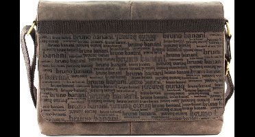 bruno banani Leren Schoudertas Afzonderlijke gevallen met laptopvak All Over Postbag Brown Bruine