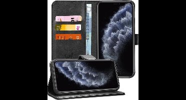 Hoesje geschikt voor iPhone 11 Pro Max - Zwart Book Cover Kunstleer Wallet