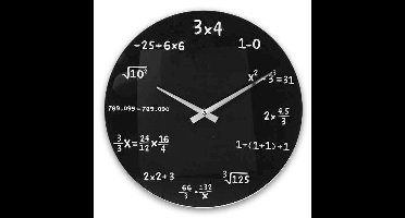 Wiskunde Klok - Wandklok - Grappige klok - Leuke klok met rekensommen - Zwart