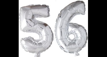 Folieballon 56 jaar zilver 86cm