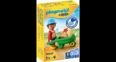 PLAYMOBIL 1.2.3 Bouwvakker met kruiwagen - 70409