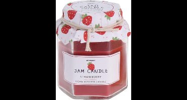 Geurkaars in jamcandle glas! Strawberry - Kaars - cadeau - geurkaarsen