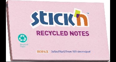 Stick'n recycled sticky notes - 76x127mm, pastel roze, 100 memoblaadjes