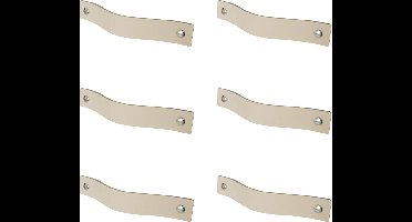 6x Leren handgrepen 'platte greep' - maat S (15,8 x 2,5 cm) - CREME - incl. 3 kleuren schroefjes (handgreepjes - leren grepen - greepjes - leren lusjes)