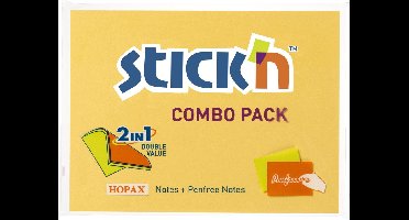 Stick'n Sticky Notes - 76x101mm - Mango - 50 Memoblaadjes - 3 Penvrije Memoblaadjes