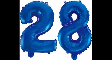 Folieballon 28 jaar blauw 86cm
