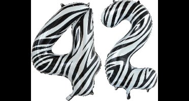 Folieballon 42 jaar zebra 86cm