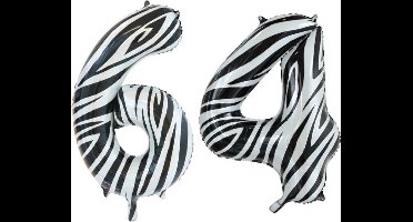 Folieballon 64 jaar zebra 86cm