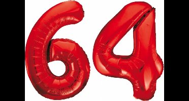 Folieballon 64 jaar rood 86cm