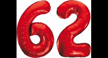 Folieballon 62 jaar rood 86cm