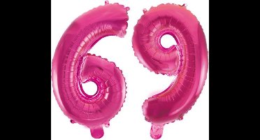 Folieballon 69 jaar roze 86cm