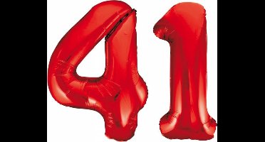 Folieballon 41 jaar rood 86cm