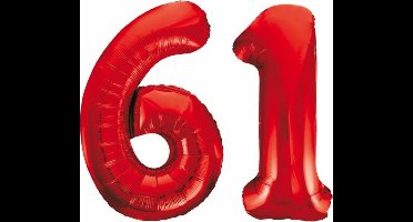 Folieballon 61 jaar rood 86cm