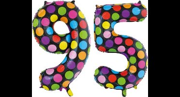 Folieballon 95 jaar stippen 86cm