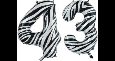 Folieballon 43 jaar zebra 86cm