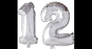 Folieballon 12 jaar zilver 41cm