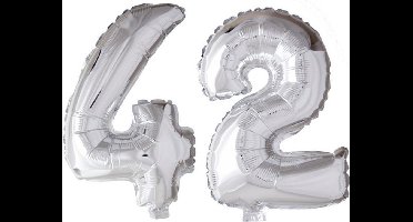 Folieballon 42 jaar zilver 41cm
