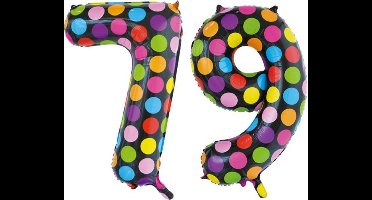 Folieballon 79 jaar stippen 86cm