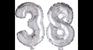 Folieballon 38 jaar zilver 41cm