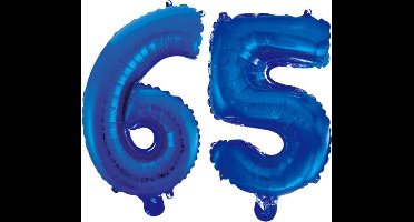 Folieballon 65 jaar blauw 41cm