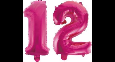 Folieballon 12 jaar roze 86cm