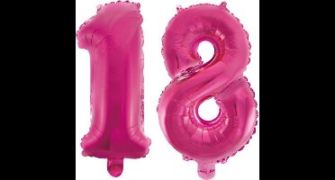 Folieballon 18 jaar roze 86cm