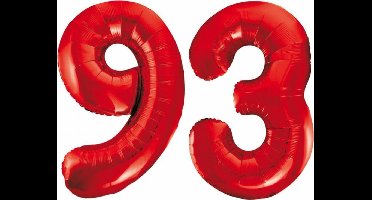 Folieballon 93 jaar rood 86cm