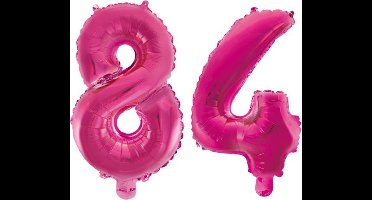 Folieballon 84 jaar roze 86cm