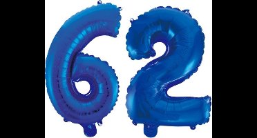 Folieballon 62 jaar blauw 86cm