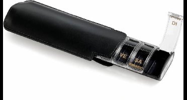 Luxe pillendoosje met lederen etui: Taal: Nederlands/ kleur etui: effen zwart