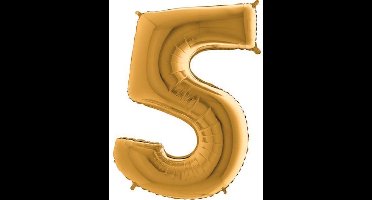 Folieballon - cijfer 5 - goud - Grabo Balloons - 66cm