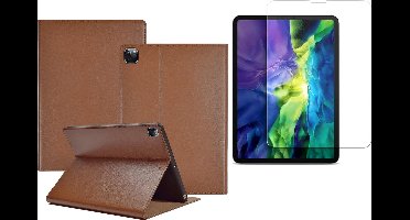 Hoes + Screenprotector geschikt voor iPad Pro 2020 11 inch - Leren Case Okerbruin